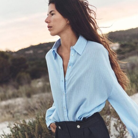 ZARA NWOT METALLIC THREAD STRIPED OVERSIZED BLOUSE - small - Picture 1 of 2